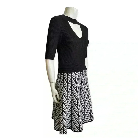 CANDIE'S vintage sweater choker dress Chevron stripe fit and flare women medium - Picture 4 of 13